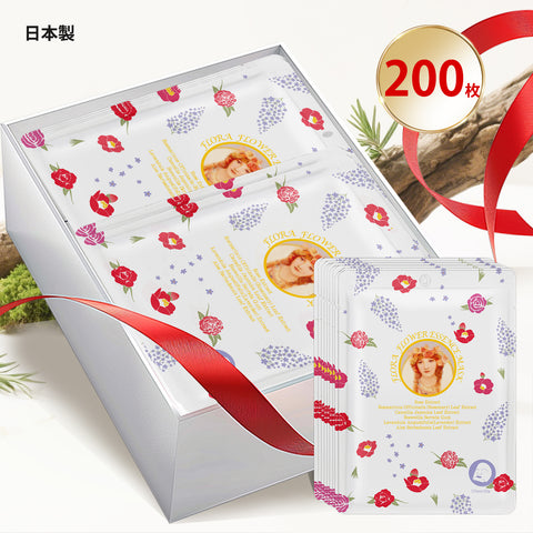 MITOMO <日本製>ミトモ めがみ303 Rose ローズ フラワーフラワーエッセンスマスク 常備用 輝きあふれる肌 フェイスパック フローラ メガミ/200枚入りセット/スキンケア 潤いマスクパック【MGSS00303-B-025x020】