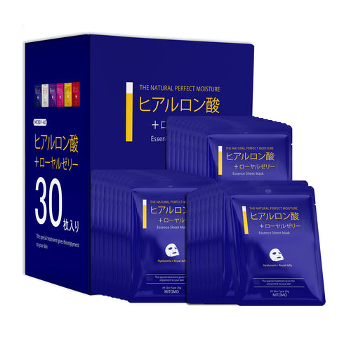 若々しい肌を手に入れる！MITOMOヒアルロン酸+ローヤルゼリーエッセンスマスク/30枚<日本製＞【MCSS00601-A-0x003】