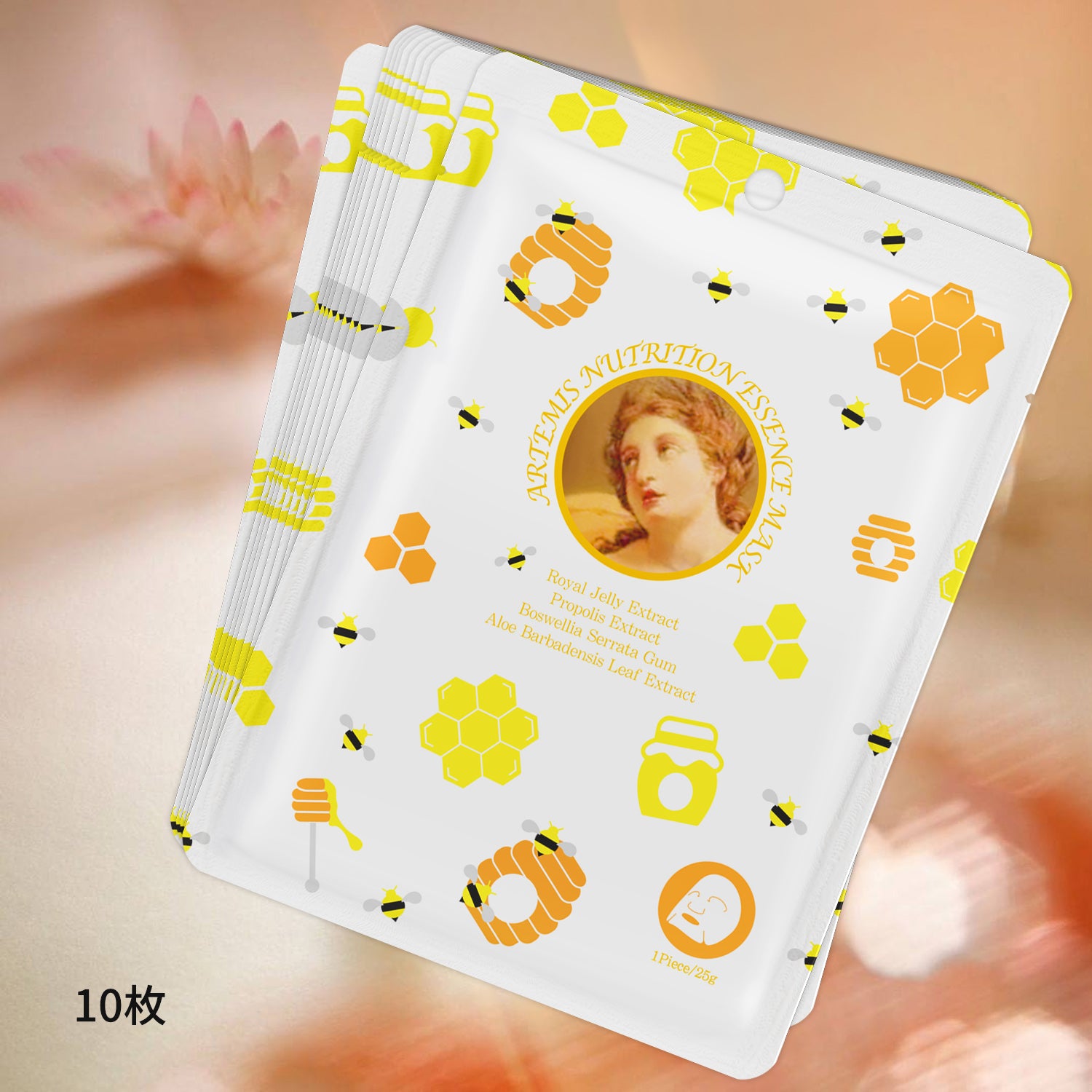 MITOMO <日本製>ミトモ めがみ303 Royal Jelly ローヤルゼリー アルテミスニュートリションエッセンスマスク 常備用 栄養補給 フェイスパック アルテミス メガミ/1枚入りx10個【MGSS00303-E-025】