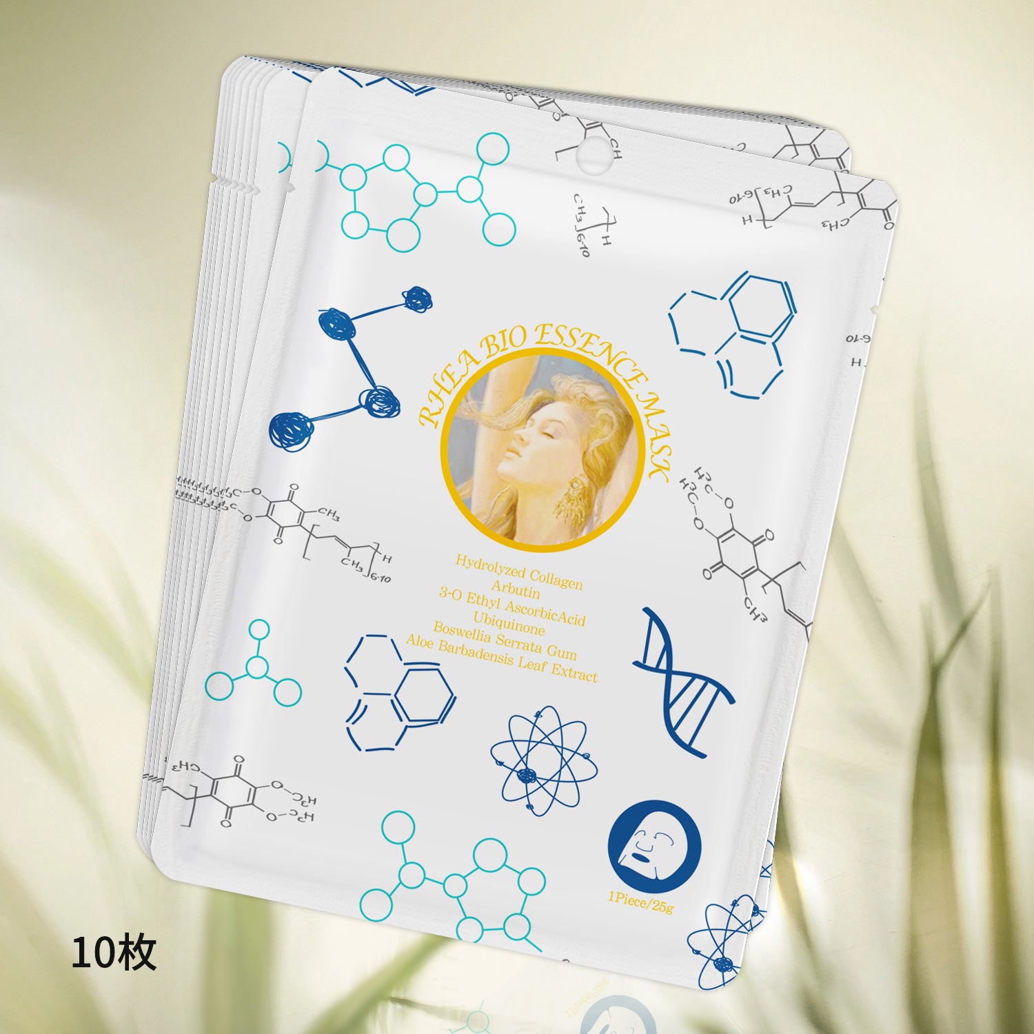 MITOMO <日本製>ミトモ めがみ303 Hydrolyzed Collagen コラーゲン レアバイオエッセンスマスク 常備用 ハリ 弾力 フェイスパック レア メガミ/1枚入りx10個【MGSS00303-F-025】