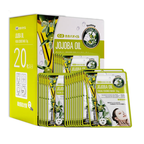 MITOMOナチュラルホホバオイルスージングフェイシャルエッセンスマスク- ホホバオイルで肌を保護＆癒す！毎日のスキンケアに最適/ミトモパック/【MTSS00512-C-2Jx002】