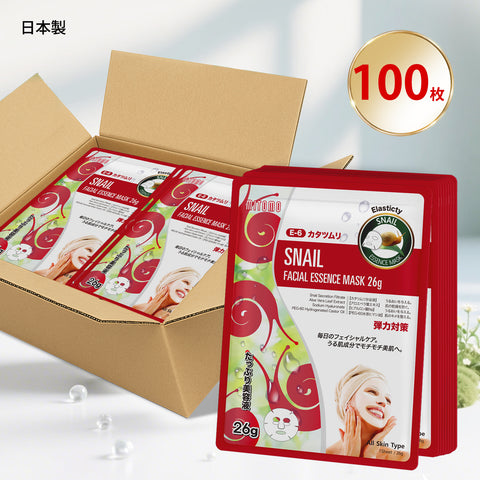 MITOMO <日本製＞ナチュラルカタツムリ再生フェイシャルエッセンスマスク/100枚 - 肌を再生し、修復する！毎日のスキンケアに必須のエッセンスマスク！【MTSS00516-E-6x010】
