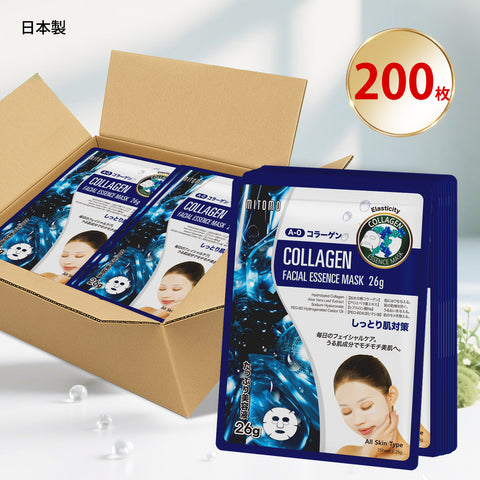若々しい肌を手に入れる！MITOMO <日本製>天然コラーゲン弾性フェイシャルエッセンスマスク/200枚【MTSS00516-A-0x020】