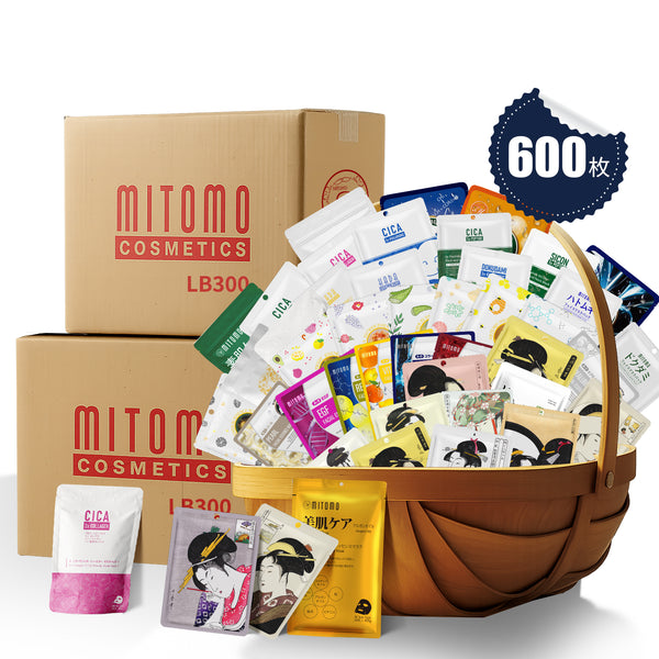 MITOMO 日本製 業務用箱売りシートマスクパック 300枚x2箱 600枚【W-LBJL000300x2】