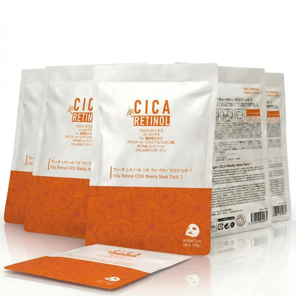 MITOMO <日本製>贅沢なセブンデイズシカ＆レチノールウィークリーマスク 1・3・6枚セット - 週1回の贅沢ケアでイキイキ肌へ！/ミトモパック/【CCSA00001-D-100】
