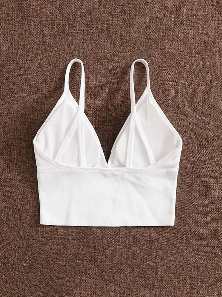 Simple Solid Cami Crop Top、Deep V Backless Slim Top、Women's Lingerie＆Underwear【MPFI24060289】