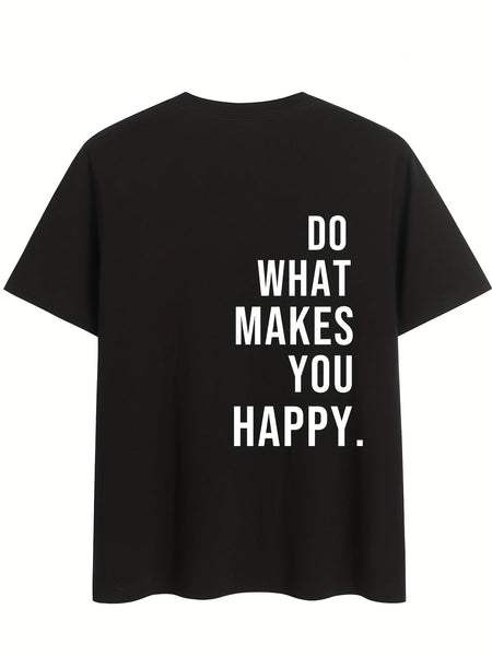 Makes You Happy プリント Tシャツ 半袖 クルーネック カジュアル トップス 夏&春用 婦人服【MPFA24060252】