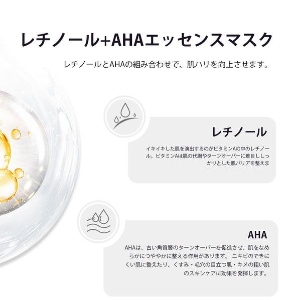 MITOMO<日本製> ミトモ CARE601 Retinol+AHA/レチノール＋AHAエッセンスマスク 贅沢な ピーリング フェイスエッセンスマスク 保湿・敏感肌/30枚【MCSS00601-A-4x003】
