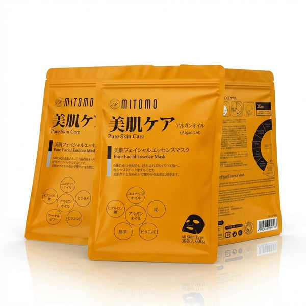 MITOMO <日本製> ミトモ MT101E Argan Oil アルガンオイル 美肌ケア36枚 お徳用 ピュアコントロール フェイスマスク 1・3・5個セット お得/ミトモパック【MTSA00101-E-5】